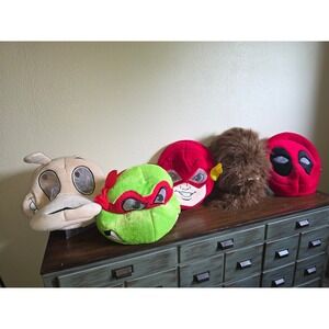 Dan Dee Plush Mascot Head Mask Lot TMNT Flash Deadpool Chewbacca Animal Costume